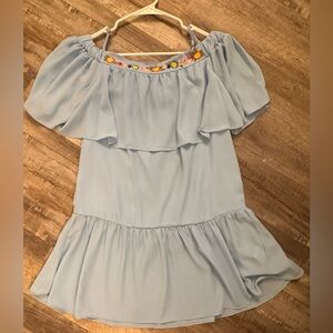 GB Women’s Small Light Blue Off Shoulder Embroidered Dress Boho